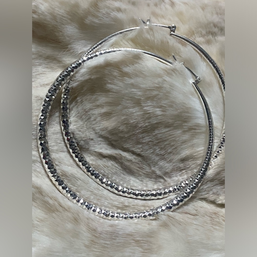 Elegant Silver tone Hoop Earrings